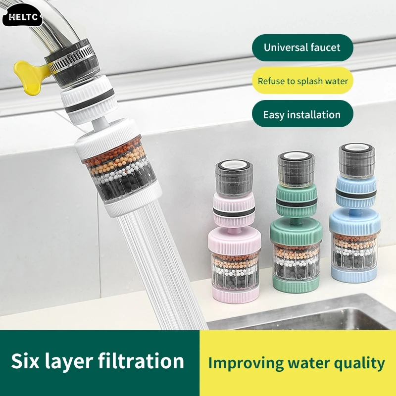 

1PCS 6-layers Water Filter Tap Purifier 360° Rotation Universal Faucet Aerator Splash Nozzle Mixer Bubbler For Kitchen Bathroom