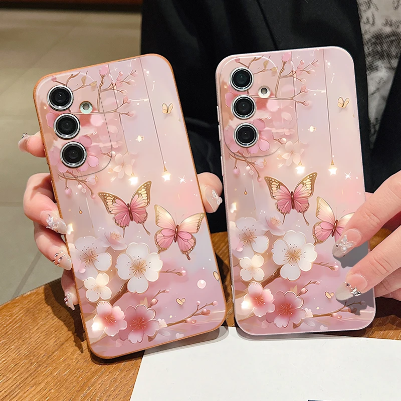 Butterfly Flower Print Soft Silicone Phone Case Cover