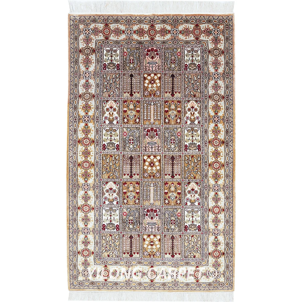 91x152cm 페르시아어 실크 카펫 사계절 손 매듭 동양 양탄자 (YHW232B)