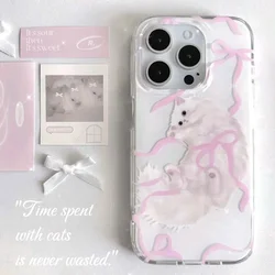 Kawaii Cat Pink Bow Retro Geometric Phone Case - iPhone 11 Pro Max (A1)