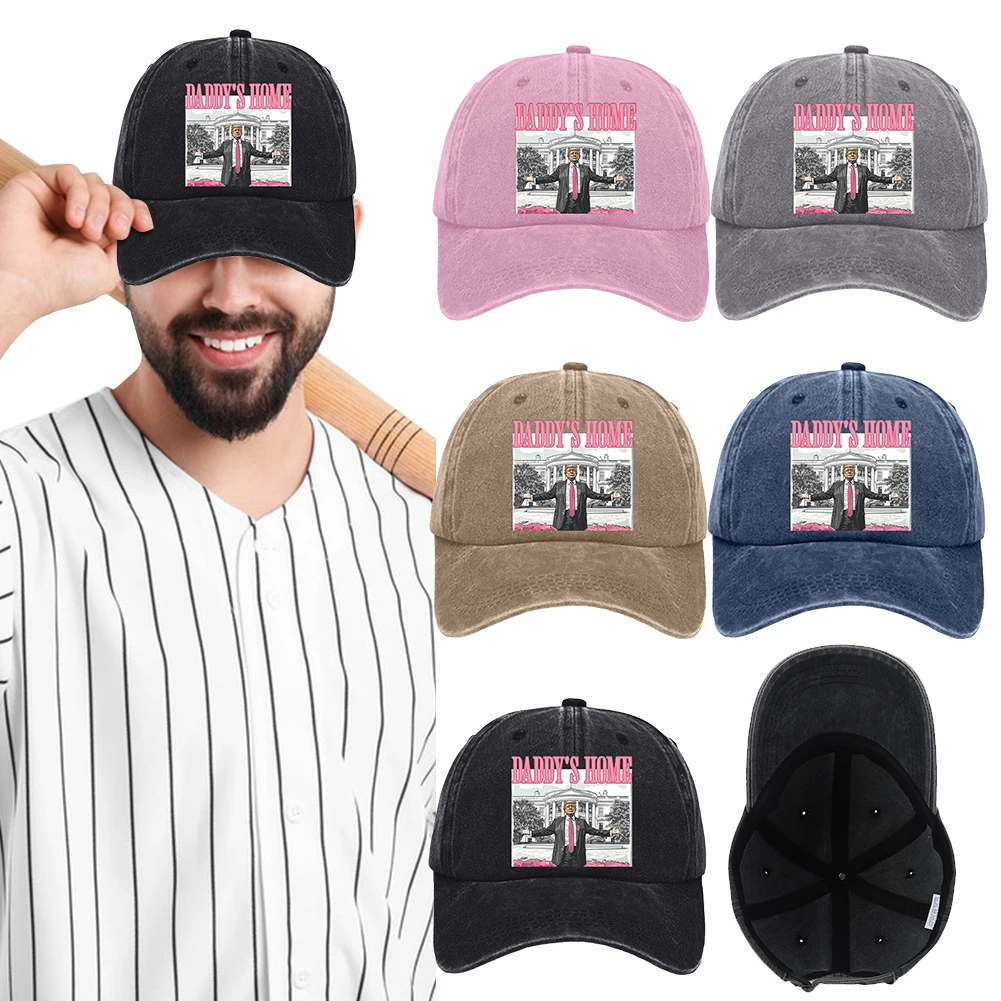 Trump Hat Comfortable President Hat Adjustable Distressed Cap Christmas Themed Washed Cotton Baseball Cap for Outdoor Activities