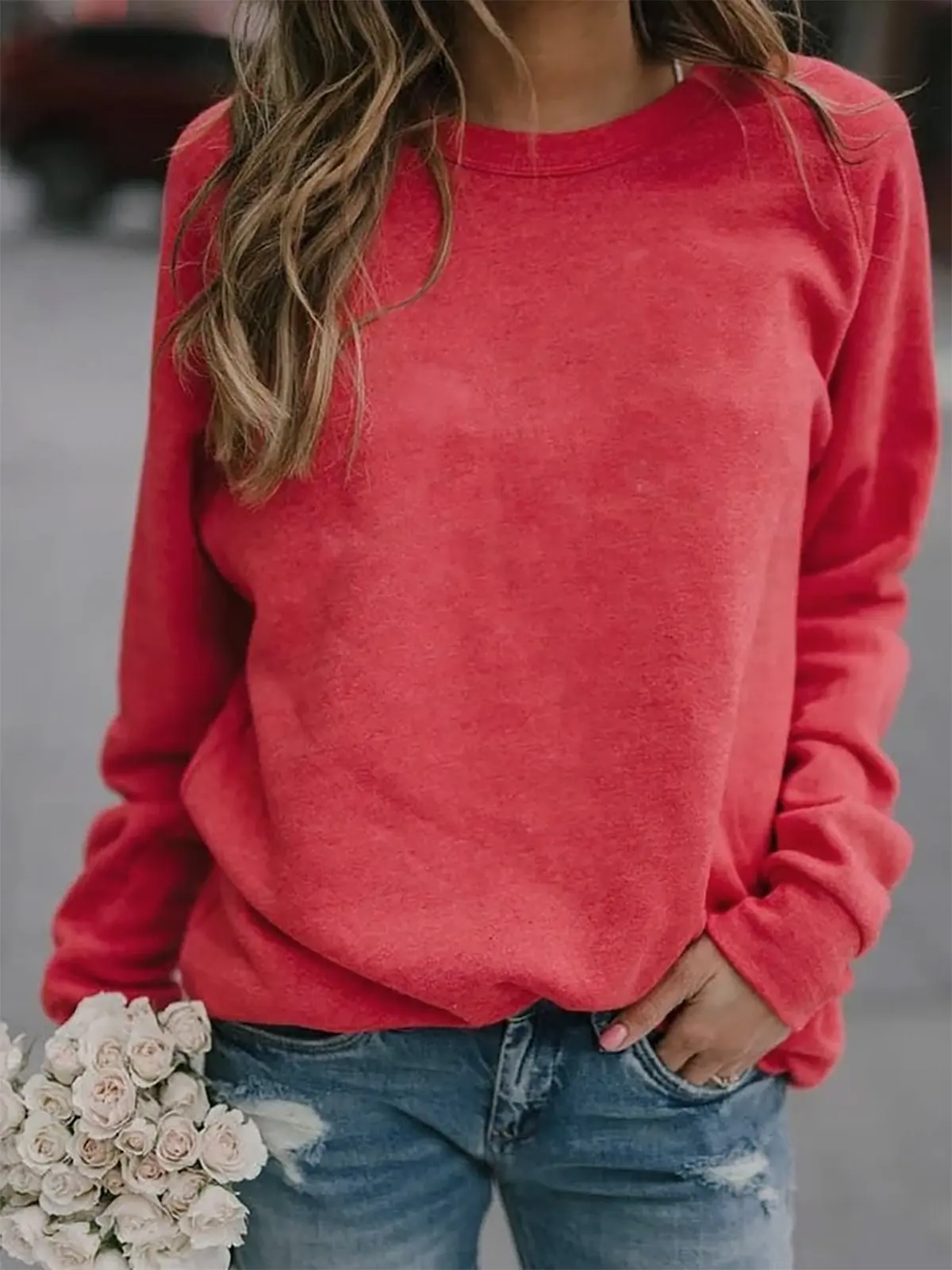 

Sweatshirts Women Fashion Multicolored Solid Volor Girls Oversized Tracksuits Pullover Girls Round Neck Long sleeves Clothing