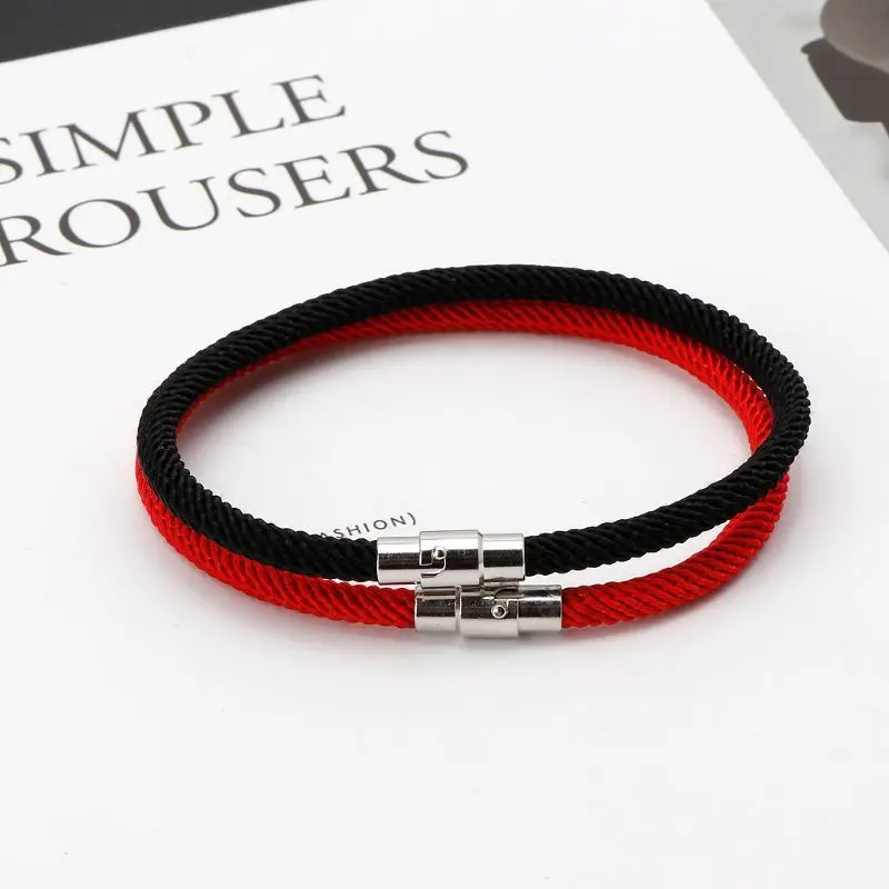 

Clasp Bracelet Red Black Braided String Bracelet Jewelry Lucky Gift Ins New Dropship