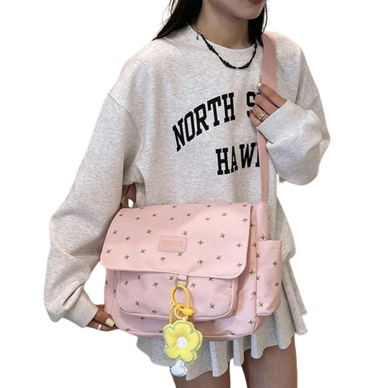 Women Shoulder Bag Flower Crossbody Bag Student School Bag Canvas Bag E74B