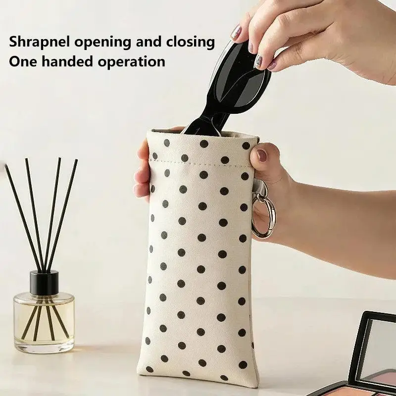 Polka Dot Lightweight Auto-Close Soft Eyewear Pouch Keyring