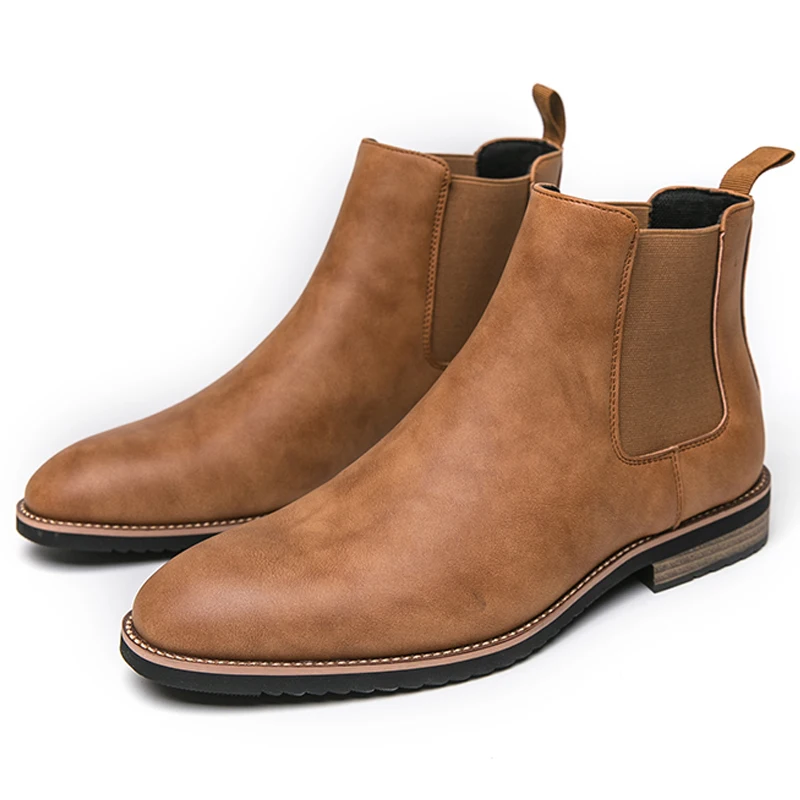 British Style Chelsea Boots Men Ankel Boots Business Dress Antumn Bota Masculina Split Leather Shoes men chelsea boots