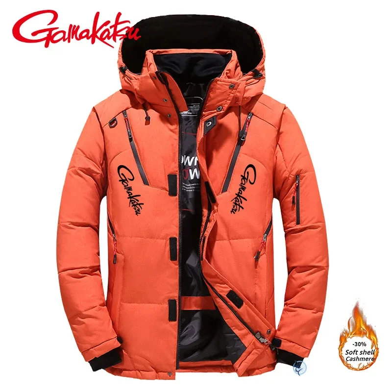 

Gamakatsu New Winter Thick Fishing Suits Outdoor Mountaineering Skiing Men's Duck Down Thickening Warm Windproof Fishing Jackets