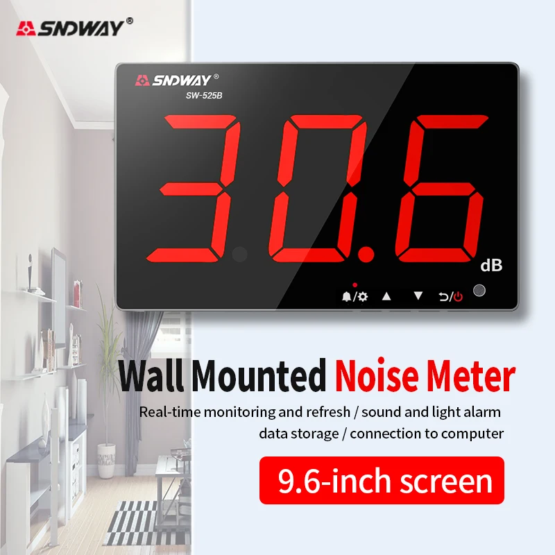 Sound level meter SNDWAY SW-525B 130dB Wall mounted handheld fast response sound noise level meter digital data storage