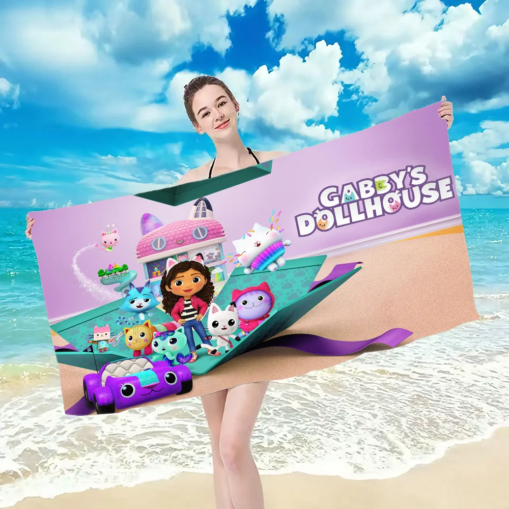 Gabbys Dollhouse pattern beach towel, quick drying and absorbent, The fabric is made of cotton and does not fade