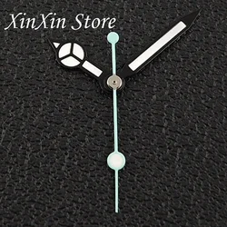 Sunburst Luminous Watch Dial with Hands - 28.5mm Dial Face for Automatic Movements, Single Calendar (Black Blue Hands)