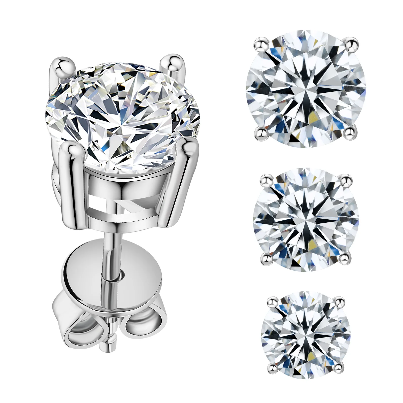 Orecchini In Argento In Stock Regalo Black Friday Gra Certified Factory Vvs1 Round Brilliant Cut Moissanite Diamond Test Positivo