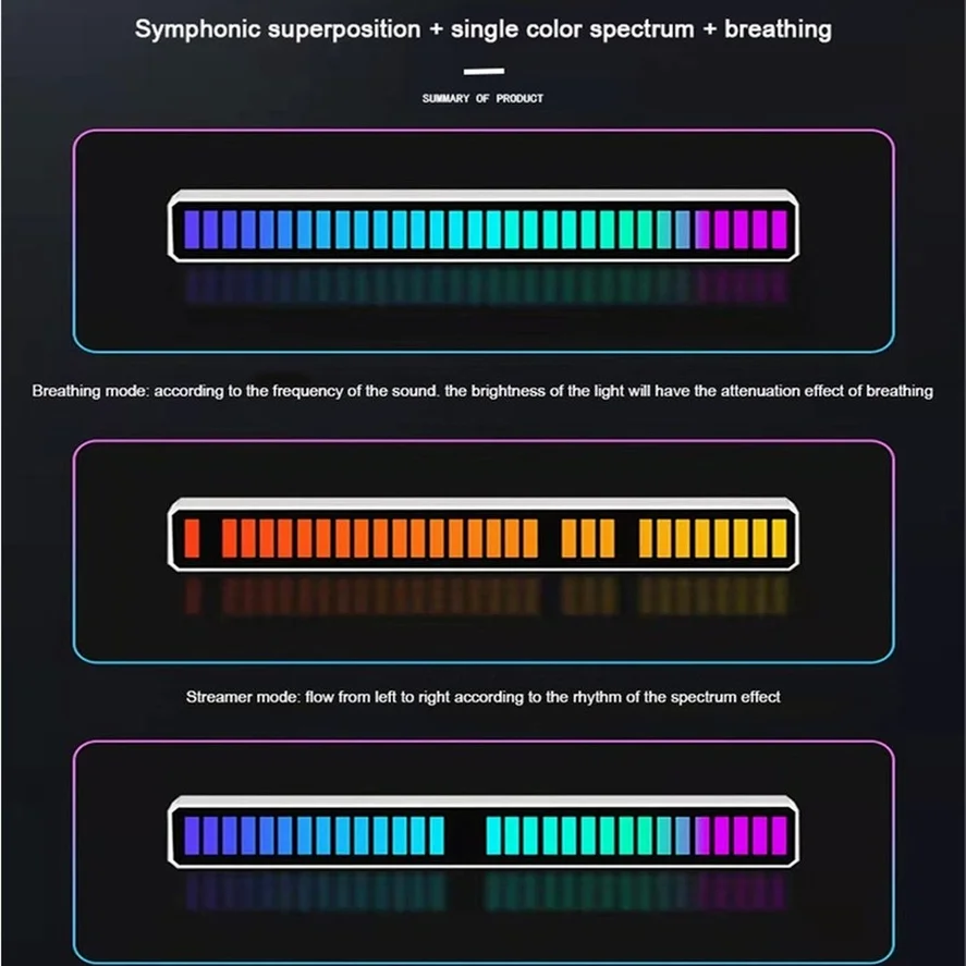 RGB Sound control LED light strip control pickup voice activated rhythm lights color ambient light bar of music Ambient Light led light strips led atmosphere lights music rhythm light music rhythm lamp