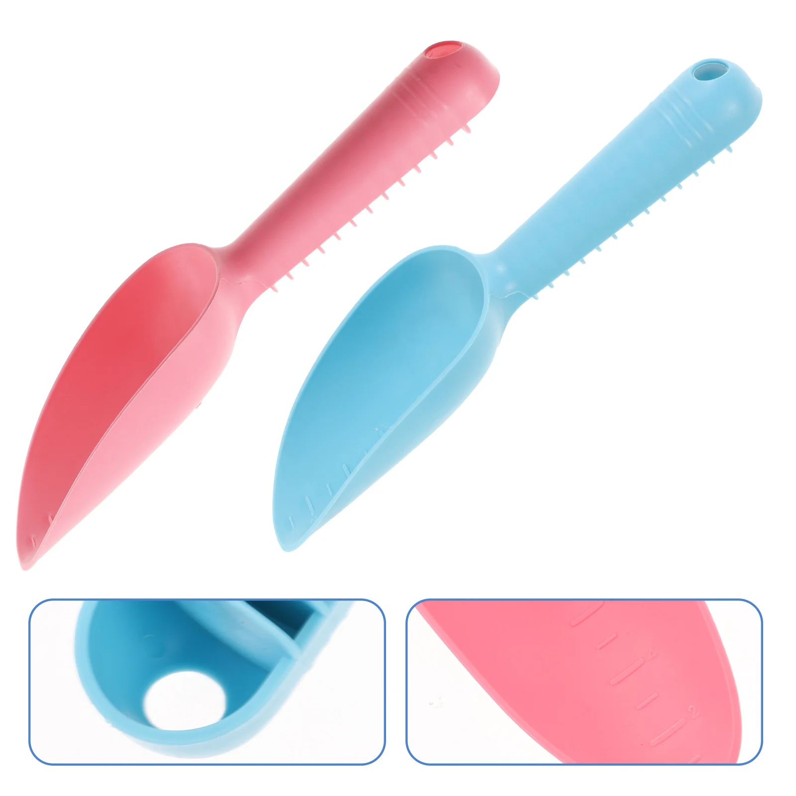 2 PCS Plastic Hand Trowel Homegrown Gardening Tool Flowerpot Break Scoop for Garden Plant(Blue and Pink)