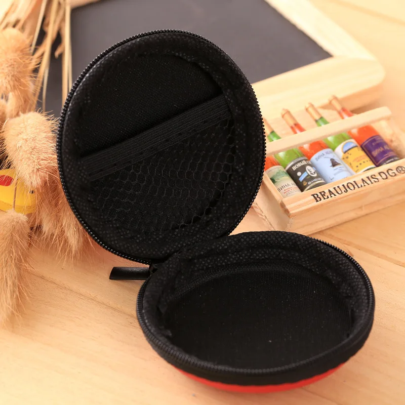 Women Men Round Coin Bag Solid Color Mini Storage Pouch Coin Bag Change Wallet Purse USB Cable Earphone Zipper Pouch Wallets Bag