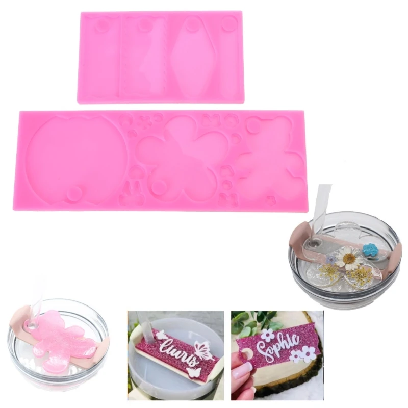 

2 Pack DIY Jewelry Craft Making Molds Silicone Lid Name Plate Moulds Silicone Resin Moulds for Keychains and Pendants DropShip