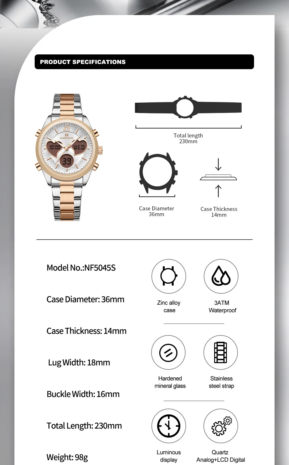 NAVIFORCE NF5045S Women's Watch description image 2
