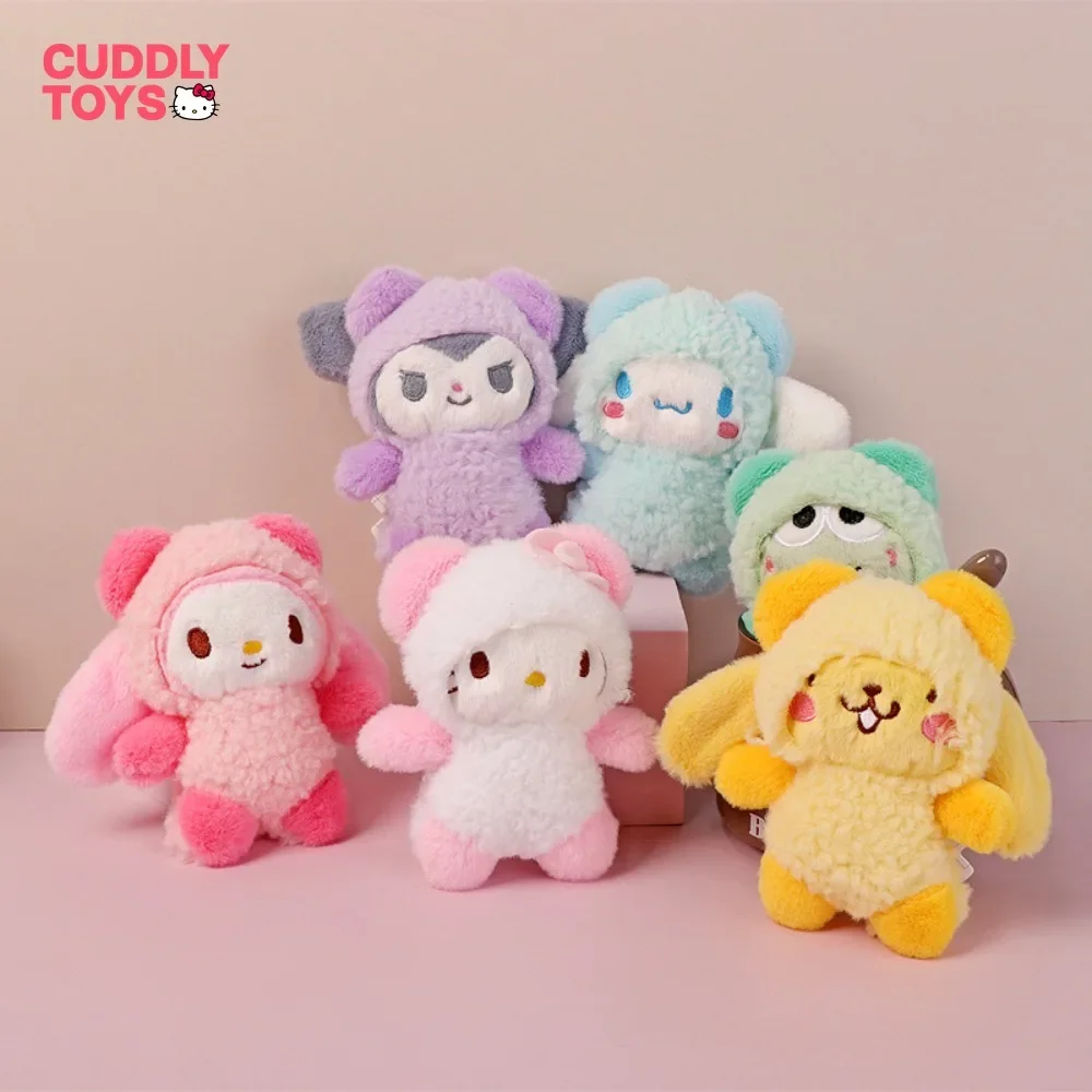 Kawaii Sanrio Plush Pendant Cartoon Cinnamoroll Soft Pp Cotton Kawaii Kuromi Melody Plush Keychain Pendant for Child Girls Gifts