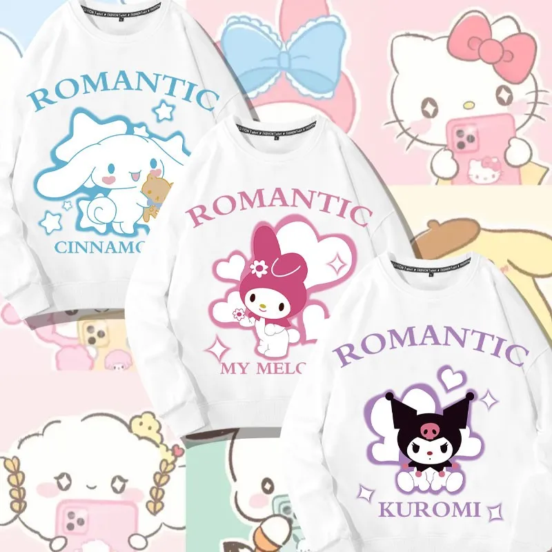 

Sanrio Joint Crewneck Hoodie Female Autumn Loose Laurel Dog Kullomi Printed Coat Girl Melody Clothes