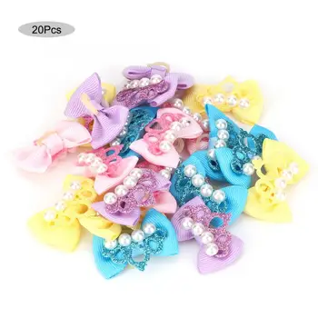 20pcs Dog Pet Puppy Crown Hair Bows Knot Headdr Rubber Bands Grooming Accessories Puppy Small Dogs Accessories Cute Pet Headwear 1