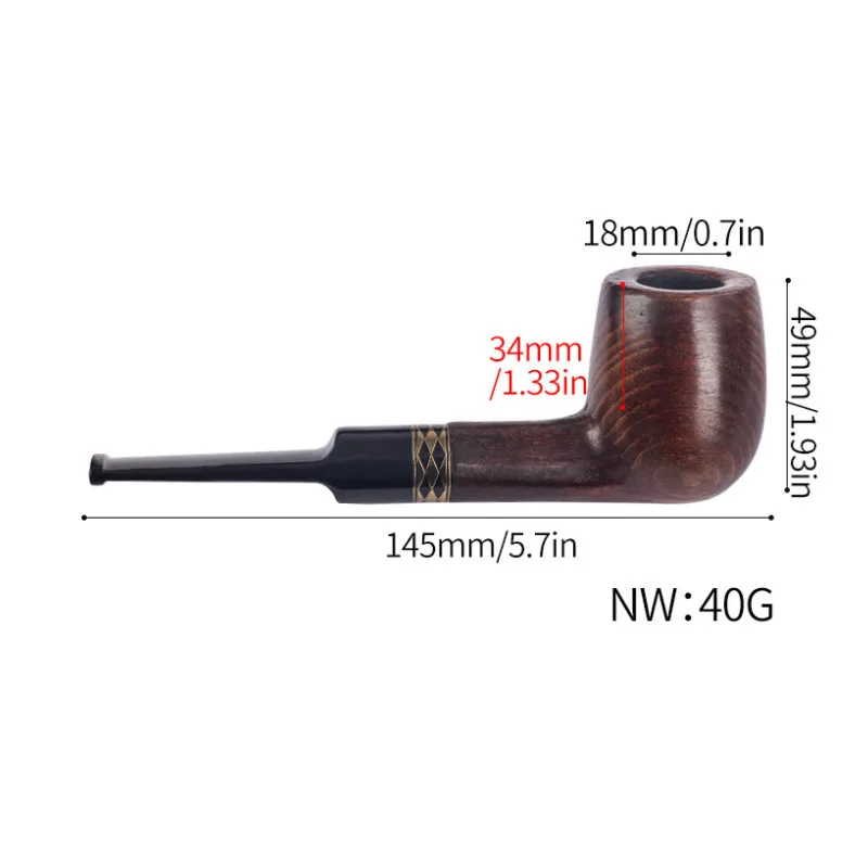 Beech Wood 9mm Filter Pipe For Cut Tobacco Bent Type Handle Handmade Smoking Pipe With Accessory Retro Gentleman Father's Gift