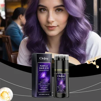 Clejoy Shampoo Colorante Viola per Capelli, Copertura Permanente dei Capelli Grigi, 3-in-1: Deterge, Nutre, Colore Delicato e Duraturo, Cura per Halloween
