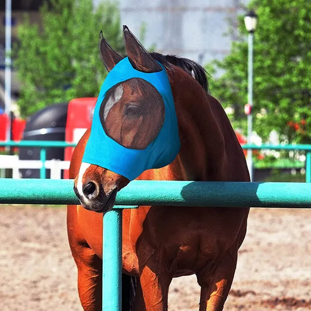 Breathable Horse Mask Summer Goggles Mosquito Ears Comfortable Fit with UVProtection Mesh Horse Fly Mask Equestrian Supplies 3