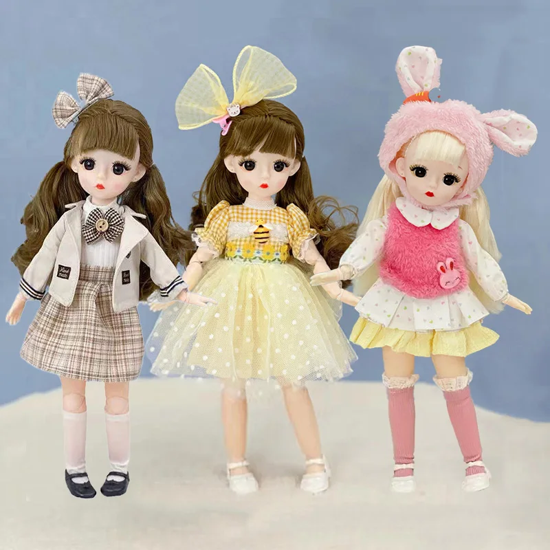 

30cm Girls Princess Doll or Dress Up Doll Clothes 3D Real Eyes BJD Doll Girl Doll Toy Gift