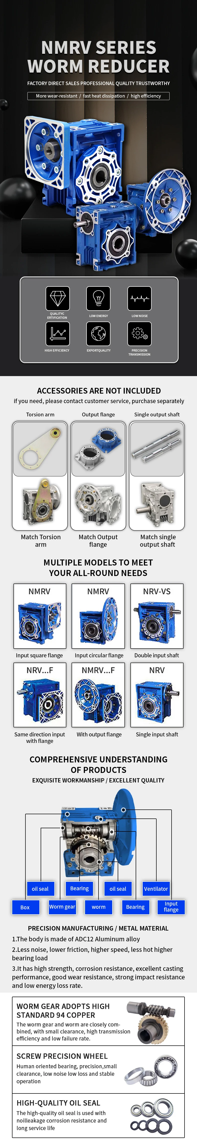 NMRV30 40 50 63 75 90 110 130 Rundflansch Schneckenreduzierer Aluminiumgehäuse Getriebe mit hohem Drehmoment Getriebeanzug für Servo-Schrittmotor – Detail 1
