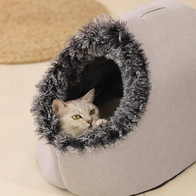 Cat Bed Comfortable Pet Sleeping Bed, Portable Cat Bed Warm And Thickened Pet Bed With Handle Portable Cat Bed Winter Pet Suppli 3