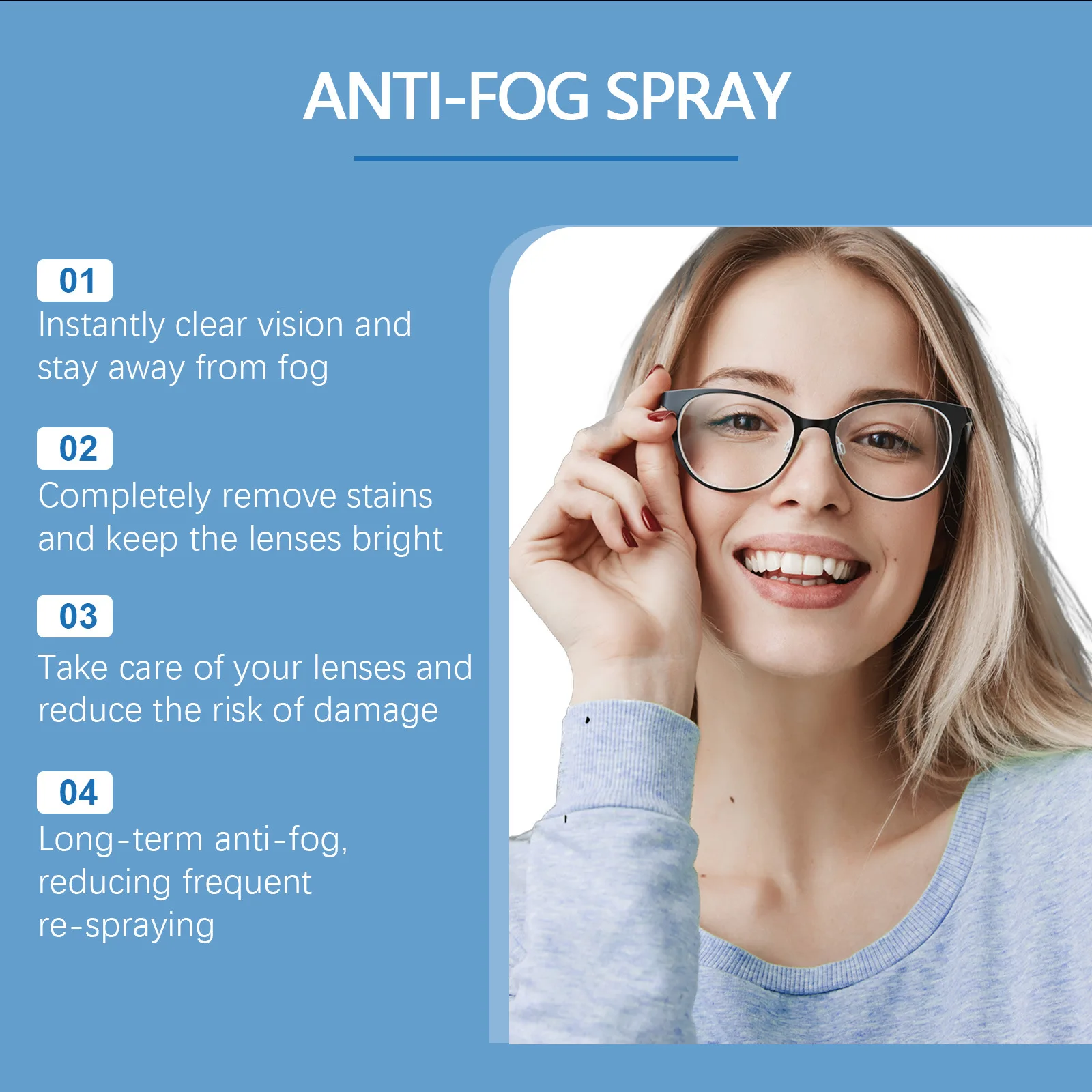 Eyeglass Lens Cleaner Spray Scratch Removal Portable Eyeglass Cleaning Accessories Fog Free Cleaning Spray for All Lenses
