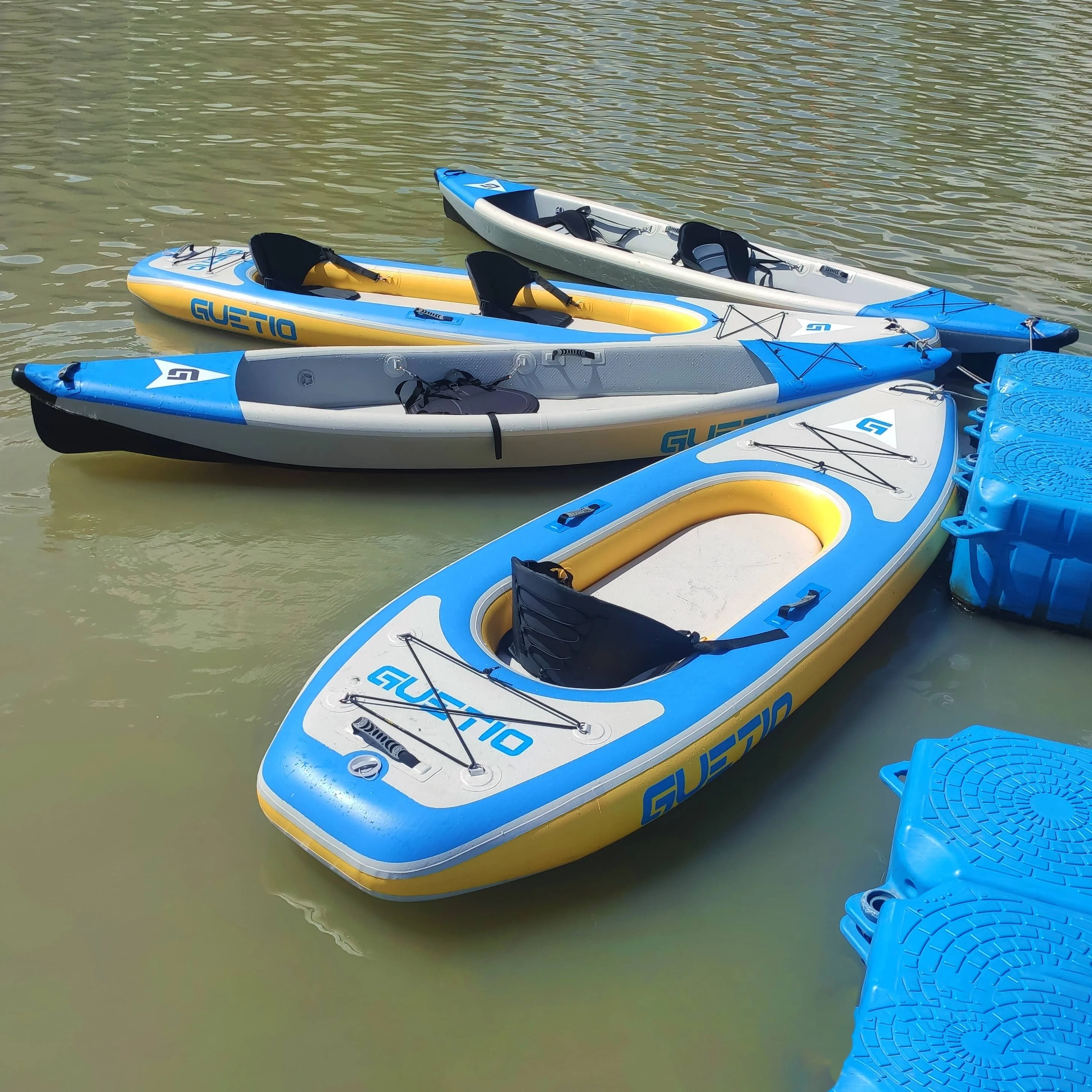 Folding Pedal Foot Fishing Rowing Boat Drop Stitch Kayak Hinchable Inflatable Drift Canoe Boat Kayak