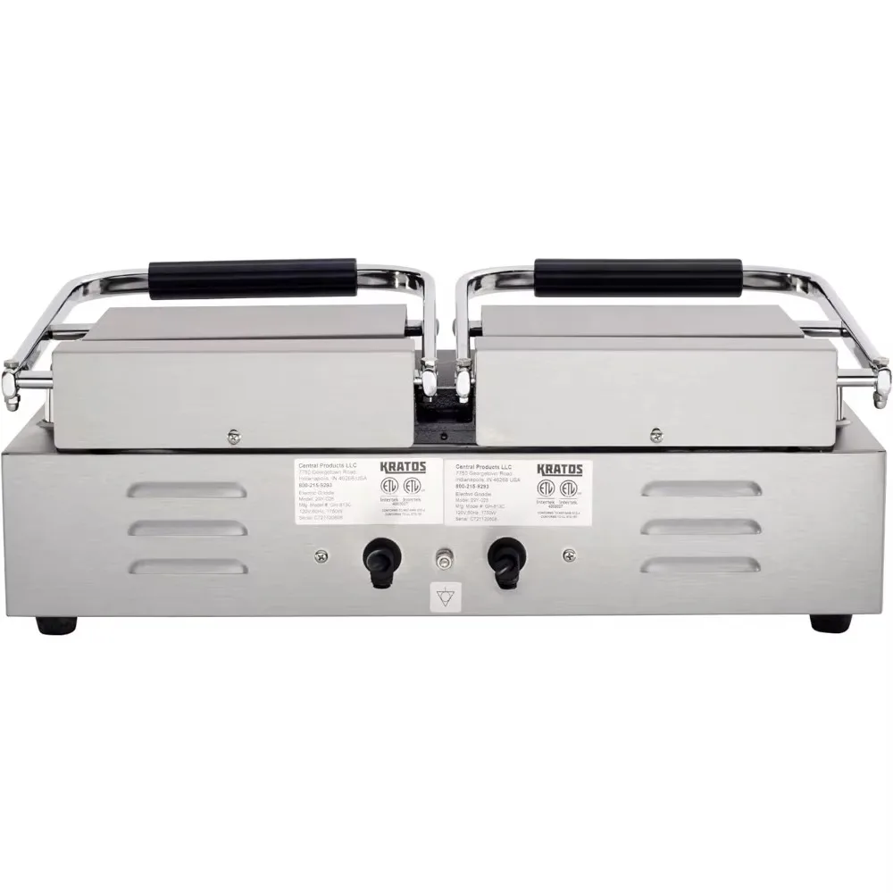 Commercial Electric Panini Sandwich Grill with Grooved Plates, 14" x 9" Cooking Surface, Commercial Countertop Panini Press,120V