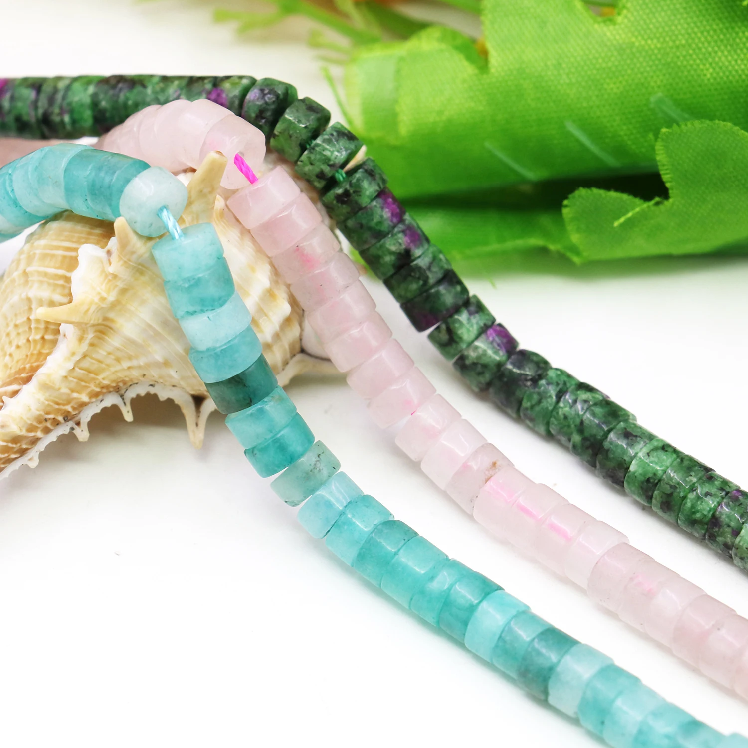 4x7mm Natural Amazonite Stone/pink Crystal/Epidote Gemstone Round Stone Loose Bead Coin,Jewelry Necklace Bracelet for Men/Women