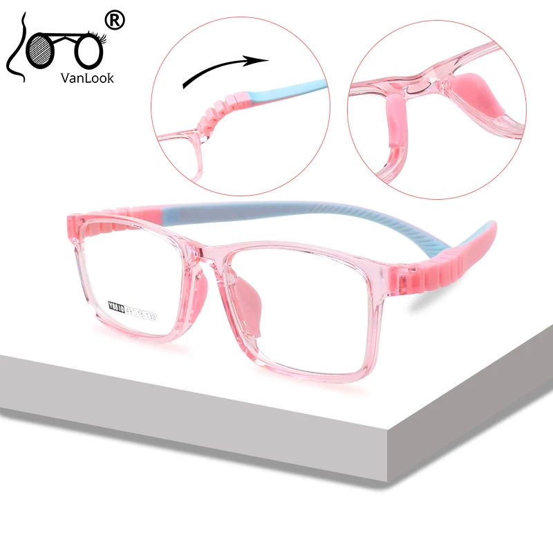 Kids Glasses Frame Optical Specs Rectangular Silicone TR90 Children Spectacle Frames Boy Girls Lens Removable Detachable