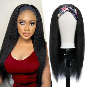 Headband Wigs Human Hair For Black Women Brazilian Remy Kinky Straight Human Hair Wig Ready To Wear And Go Beginner Friendly