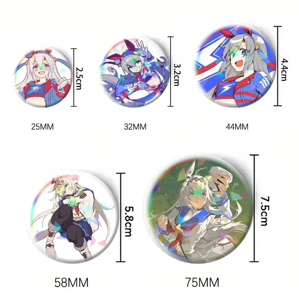 오구리 캡 타마모 크로스 우마무스메 프리티 더비 75mm 44mm 25mm 브로치 백팩 모자 핀 액세서리 장난감 배지