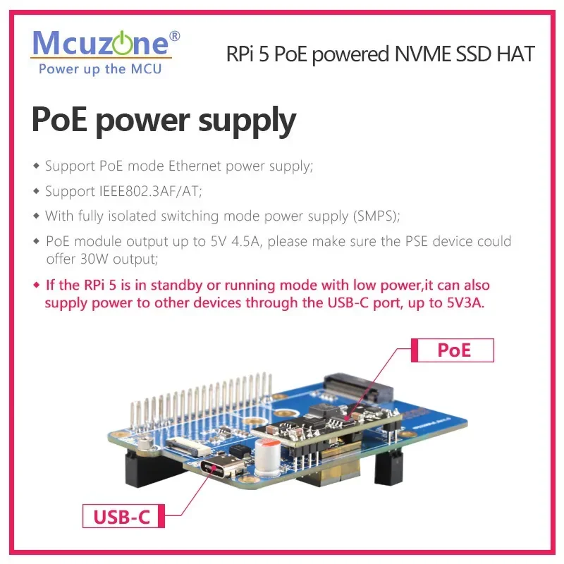 MPS2280-PoE,  Pi5 PoE  NVME SSD HAT, PCIE M.2 NVME 2280 SSD,  2242,2230, POE  5v4.5A