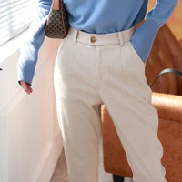 High Waist Women Suit Pants Office Ladies Harem Pencil Pants Korean Fashion Trousers Casual Button Loose Female Khaki Pants New - Image 4