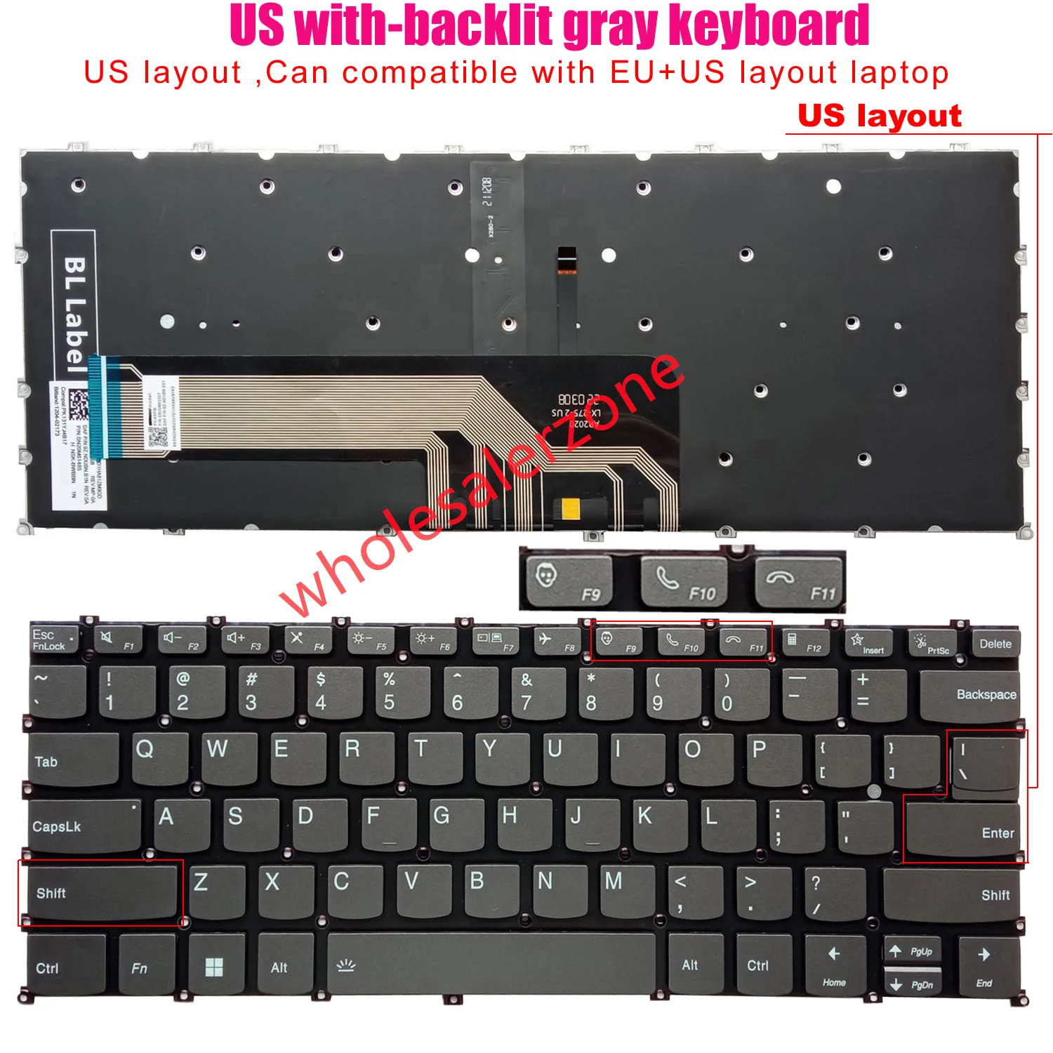 Nuova tastiera US per laptop Lenovo ThinkBook 14 G4, 14 G4 IAP, 14 G4 ABA, ThinkBook Yoga 14s, 14s Yoga ITL, 14s Yoga G2 IAP series - immagine 4