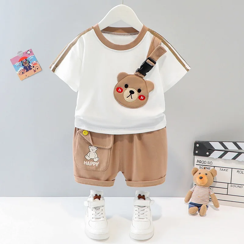 LJW 2022 Cartoon infant Suits Baby Clothing Set for Boys Girls Cute Summer Casual Clothes Set Striped Top+Shorts Kids Clothes Baby Clothing Set near me