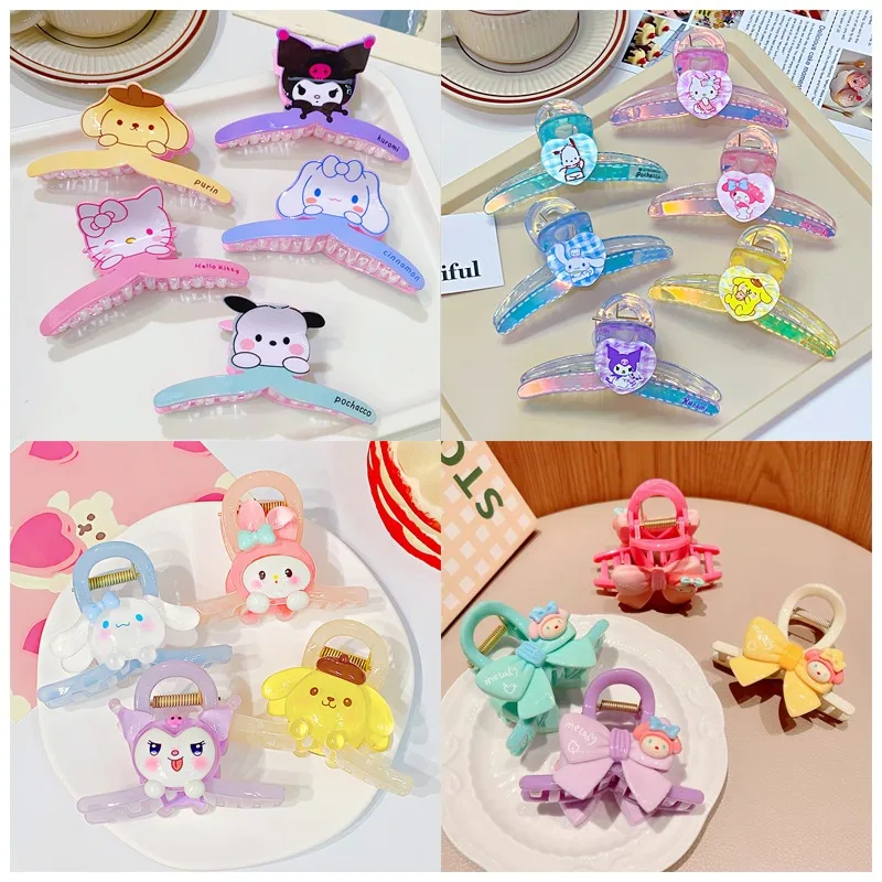 

Kawaii Sanrioed My Melody Cinnamoroll HelloKittys Cute Sweet Shark Clip Cartoon Hairstyle Accessories Girl Decorative Hairpin