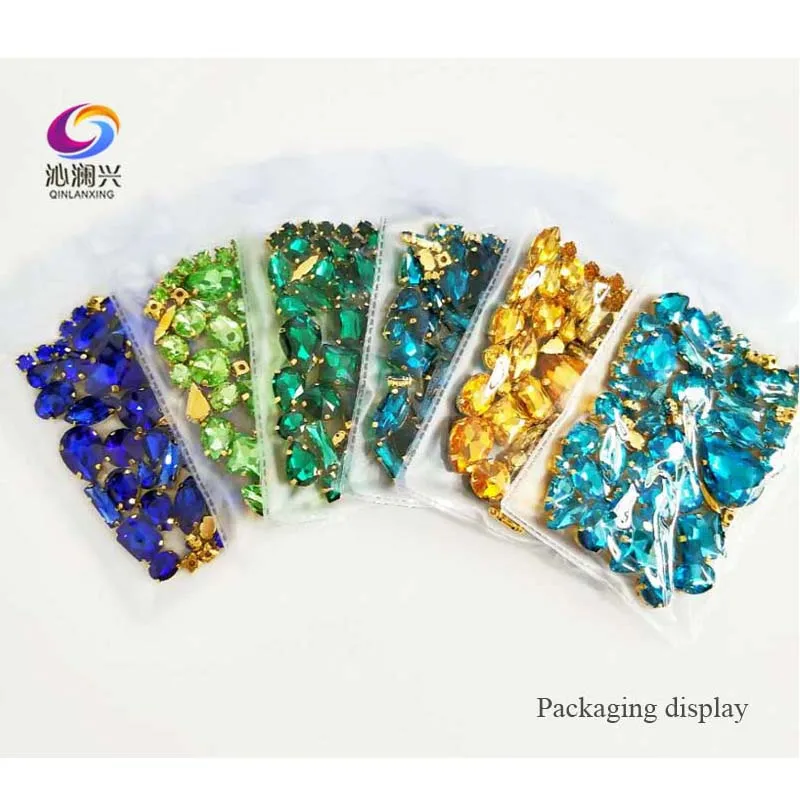 58pcs/pack 22 Colors Gold Base Mix Shape Top Crystal Glass Sew on Stones Super Flash Claw Rhinestone Diy/Clothing Accessories sew on rhinestones sewing rhinestones glass rhinestones crystal rhinestones rhinestone crystals rhinestone accessories rhinestones beads