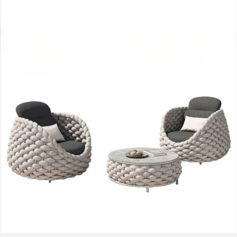 Sofa Outdoor Garden Combination Villa Balcony Garden Coffee Table Terrace Rattan Sun Room Rattan Woven Furniture WKGF