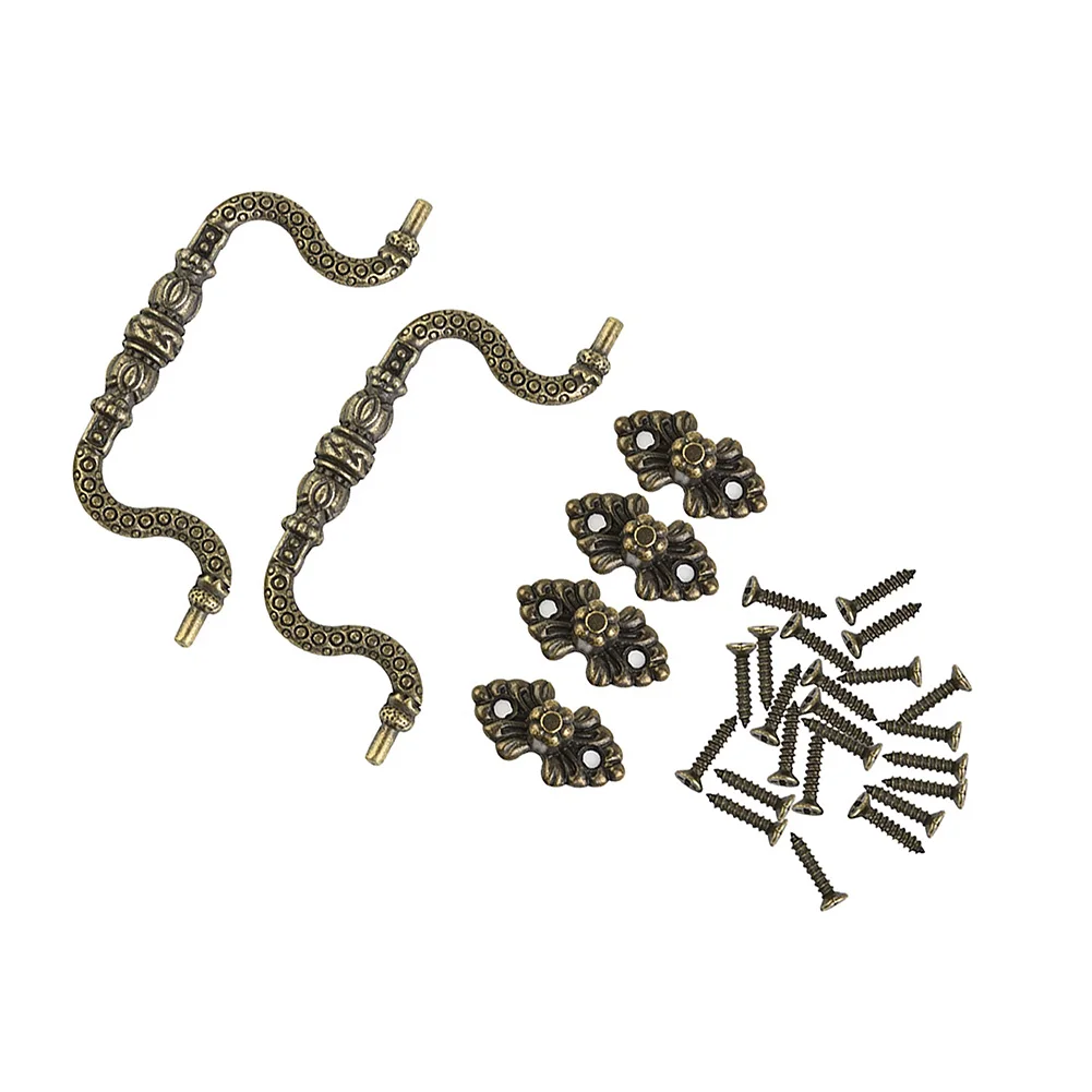 Description Picture 5 of itemSet Pull Handles With Screws Zinc Alloy Replacement Tracery Arch Vintage ​Antique Bronze Accessories Decoration