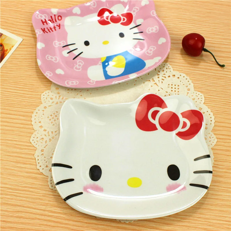 

Kawaii Sanrio Plate Hello Kittys Accessories Cute Beauty Cartoon Anime Tableware Snack Plate Cake Dish Toys Girls Birthday Gift