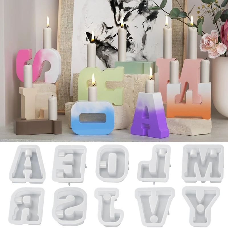 

B36D Silicone Candle Holder Moulds Capital Letter Shaped Silicone Candle Stand Moulds