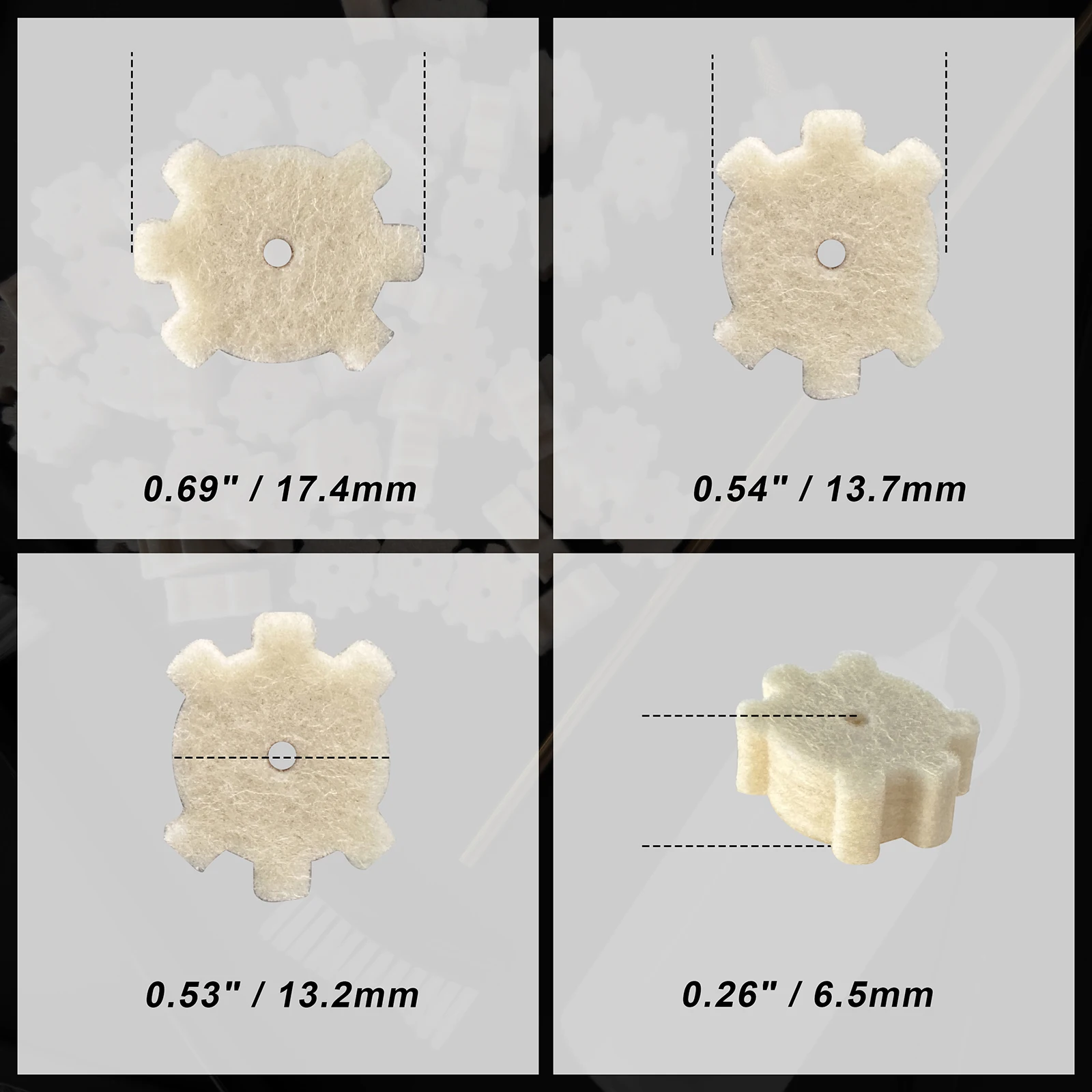 Chamber Mop Cleaning Pads Star Wool Felt Adapter Gun Brush Cleaning Kit For .22Cal 5.56mm .30Cal 7.62mm .223 caliber 50pcs