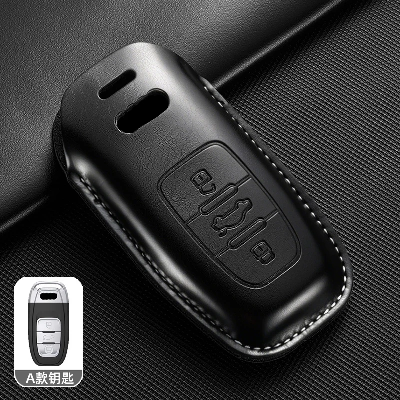 Premium Leather Car Key Case Cover - Elegant Protective Accessory
