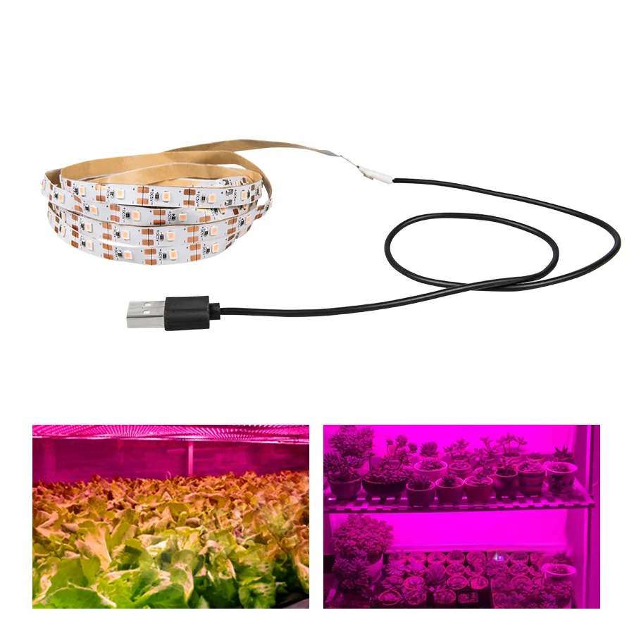 DC 5V USB LED 성장 조명 풀 스펙트럼 1-5m 식물 조명 성장 LED 스트립 식물 램프 용 야채 꽃 모종 성장 텐트
