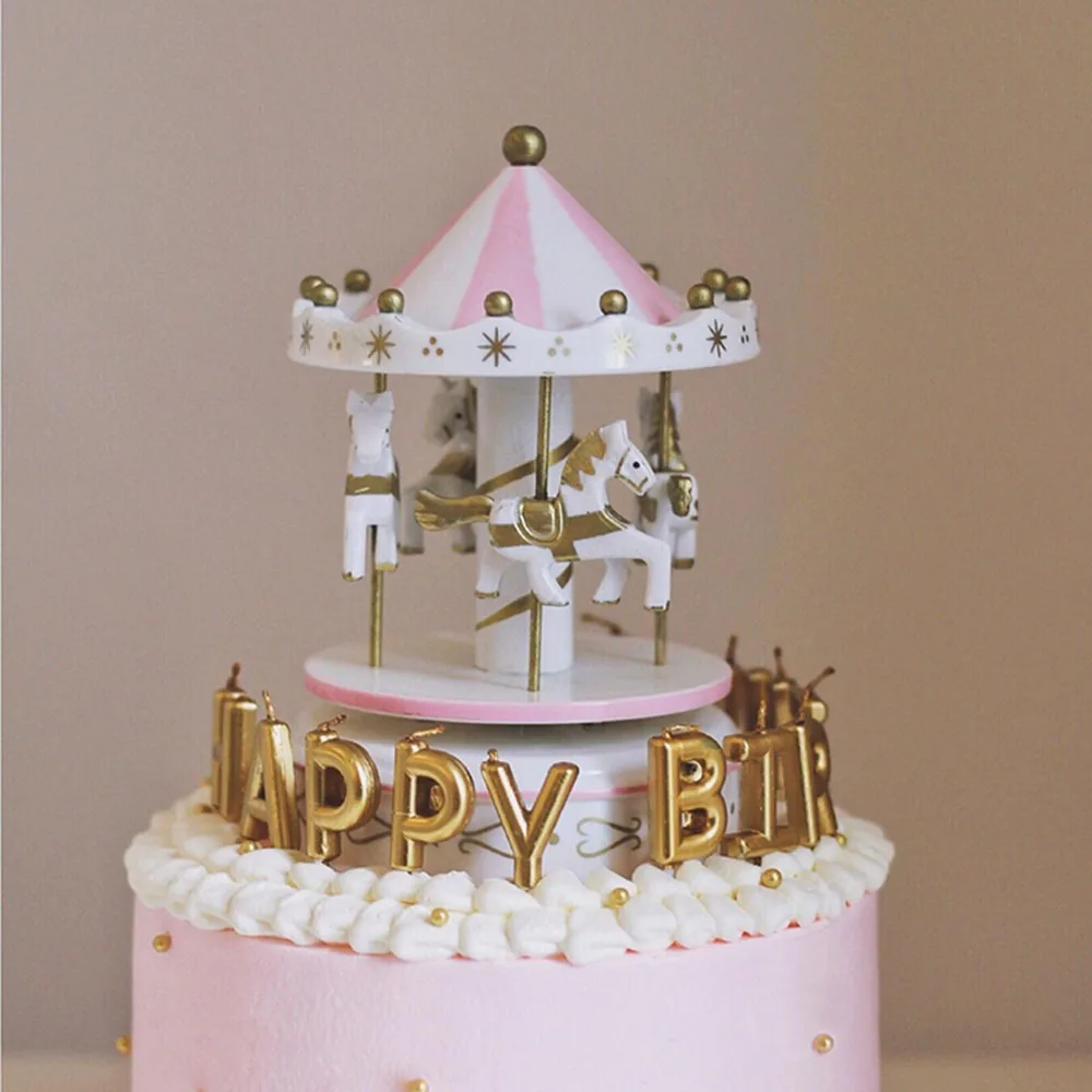 Pink Carousel Music Box Cake Topper Wedding Decors Mini Carousel Statue  Ornament Baby Shower Kid Girl Birthday Party Decorations - AliExpress